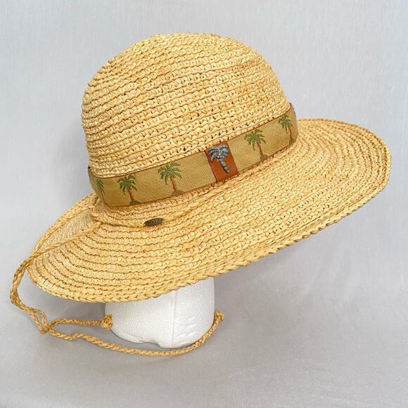 Scala Collezione Ruffia Straw Sun Hat Palm Tree Band - Picture 4 of 14